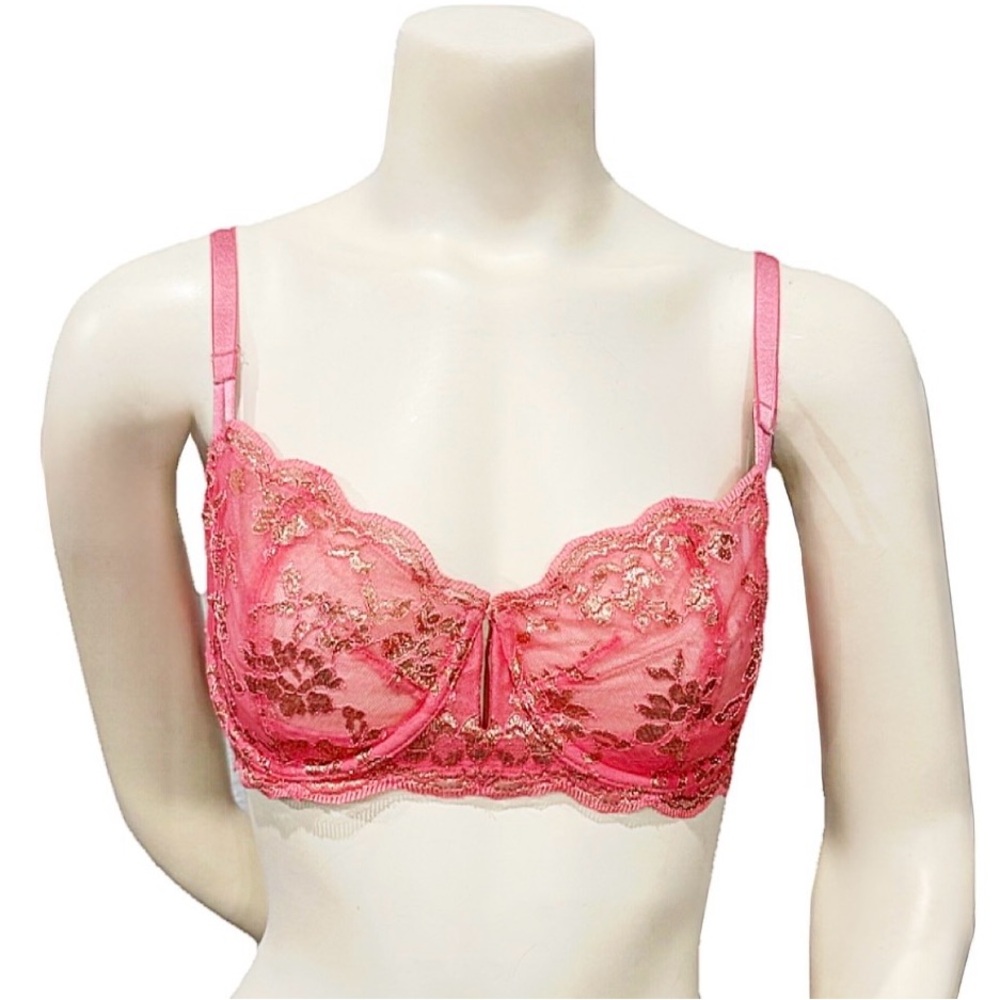 Victoria’s Secret Dream Angels Coral Foil Lace Bra 30B (Tag Missing)